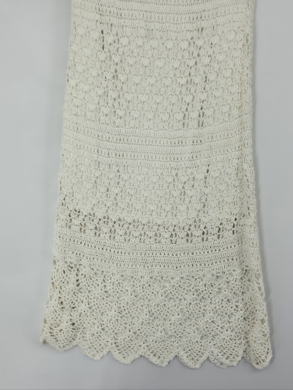 ❌️SOLD❌️M. Nicole Evening White Crochet Strapless Coastal Boho Maxi Dress Large - Picture 11 of 15